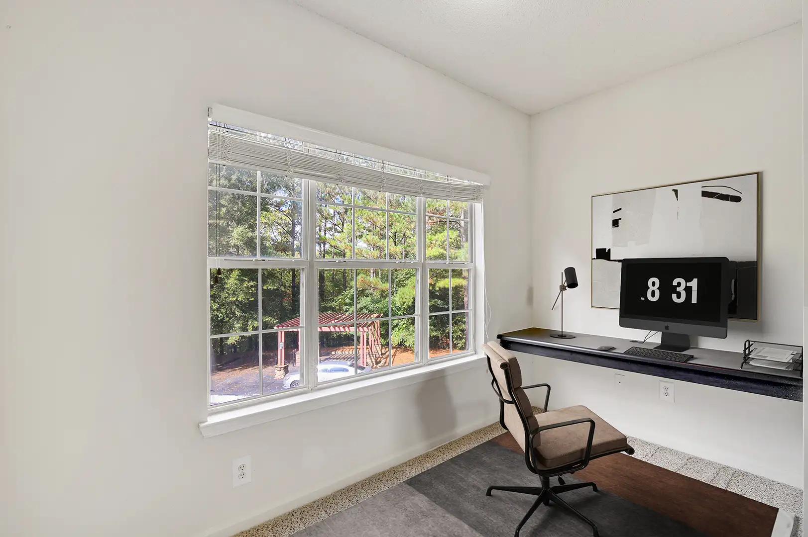 Model office space with large windows